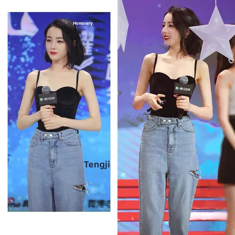 Black Velvet Strap Vest Women's Inner Sexy Denim Shorts EXJR Brand Flocking Element Slim Fit Short Length Color
Black Velvet Strap Vest Women's Inner Sexy Denim Shorts EXJR Brand Flocking Element Slim Fit Short Length Color