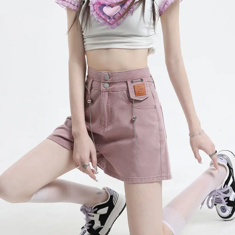 Sweet Pink A-line Slimming Denim Shorts Women Waisted Wide Leg Jeans Shorts Summer Leather Patchwork Girls Casual Streetwear
Sweet Pink A-line Slimming Denim Shorts Women Waisted Wide Leg Jeans Shorts Summer Leather Patchwork Girls Casual Streetwear