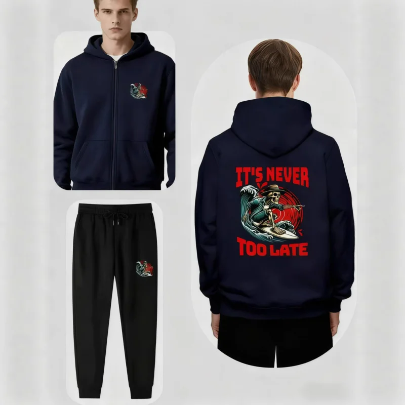 Trendy Cool Skull Surf Theme Set Large Size Loose Navy Blue Hoodie and Sweatpants Two-Piece Set Export Source
Trendy Cool Skull Surf Theme Set Large Size Loose Navy Blue Hoodie and Sweatpants Two-Piece Set Export Source