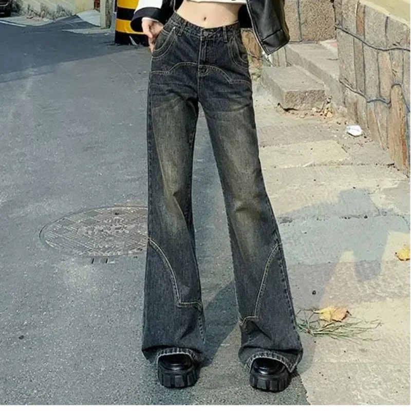Женские джинсы в американском стиле ретро, новый стиль для осени и зимы, уличная мода, универсальные облегающие брюки с низкой талией, слегка расклешенные брюки
Женские джинсы в американском стиле ретро, новый стиль для осени и зимы, уличная мода, универсальные облегающие брюки с низкой талией, слегка расклешенные брюки