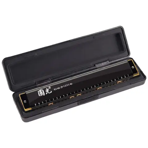 Guoguang Tremolo Harmonica 28 Hole C Mouth Organ Phosphor Bronze Blues Harp Beginner Harmonica Kit with Case for Kids