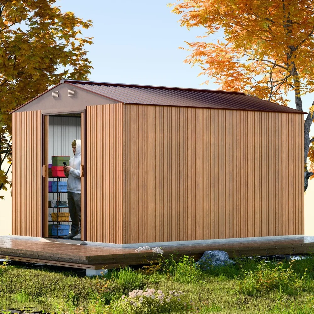 Outdoor Storage Shed 10x8x6 FT - Steel Tool Storage with Sliding Door and Air Vents - Metal Shed for Garden, Backyard
Outdoor Storage Shed 10x8x6 FT - Steel Tool Storage with Sliding Door and Air Vents - Metal Shed for Garden, Backyard