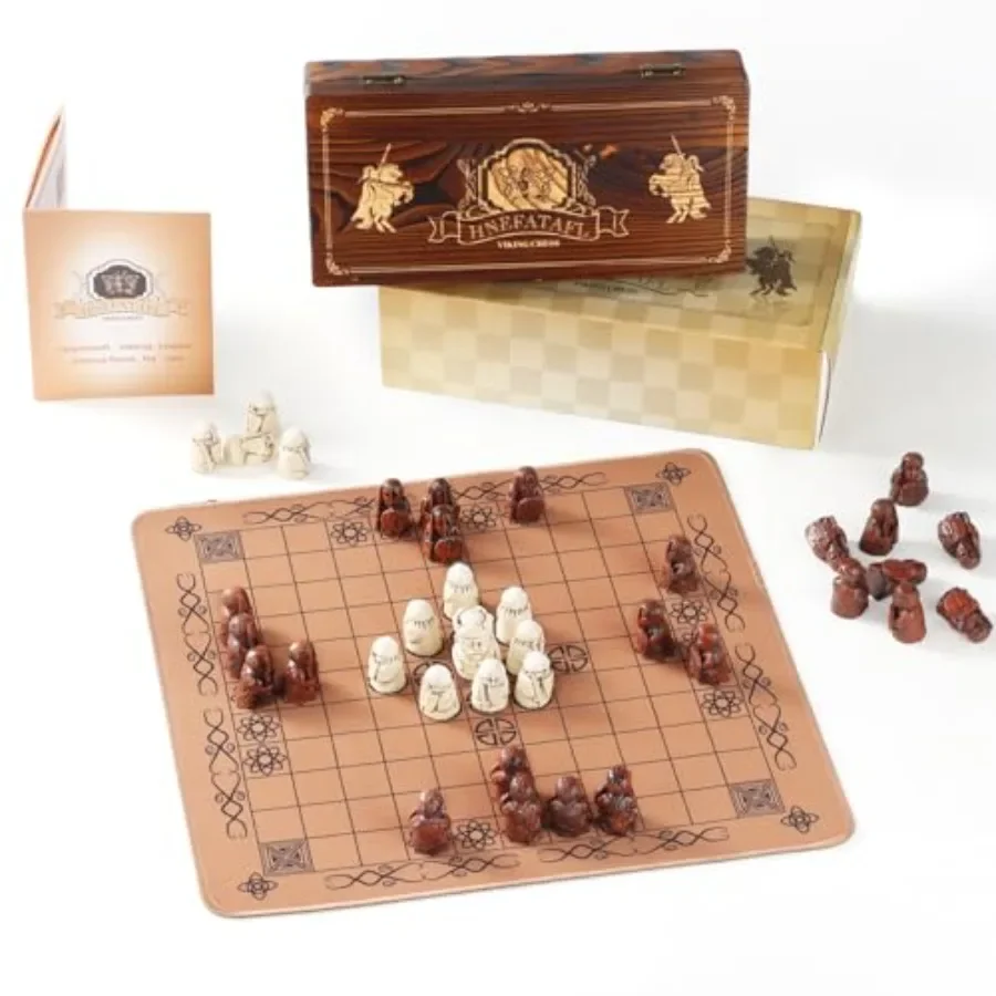 Hnefatafl Viking Chess Set Board Game for Historical Reenactment, Wooden Board with Natural Finish, Classic Black-and-White Pie
Hnefatafl Viking Chess Set Board Game for Historical Reenactment, Wooden Board with Natural Finish, Classic Black-and-White Pie
