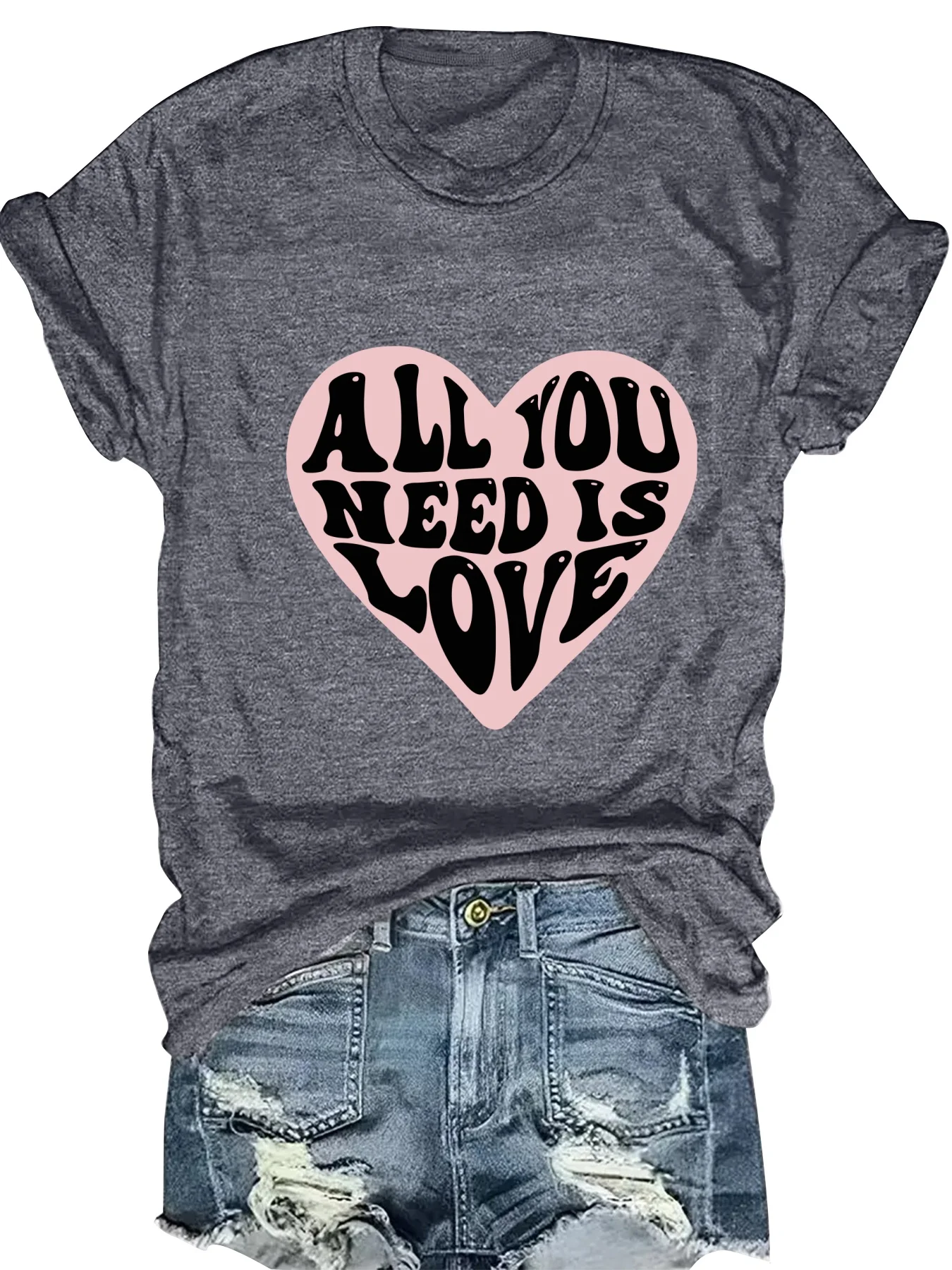 Модная женская футболка с принтом в виде сердца и круглым вырезом, с коротким рукавом, стильная повседневная футболка
Модная женская футболка с принтом в виде сердца и круглым вырезом, с коротким рукавом, стильная повседневная футболка