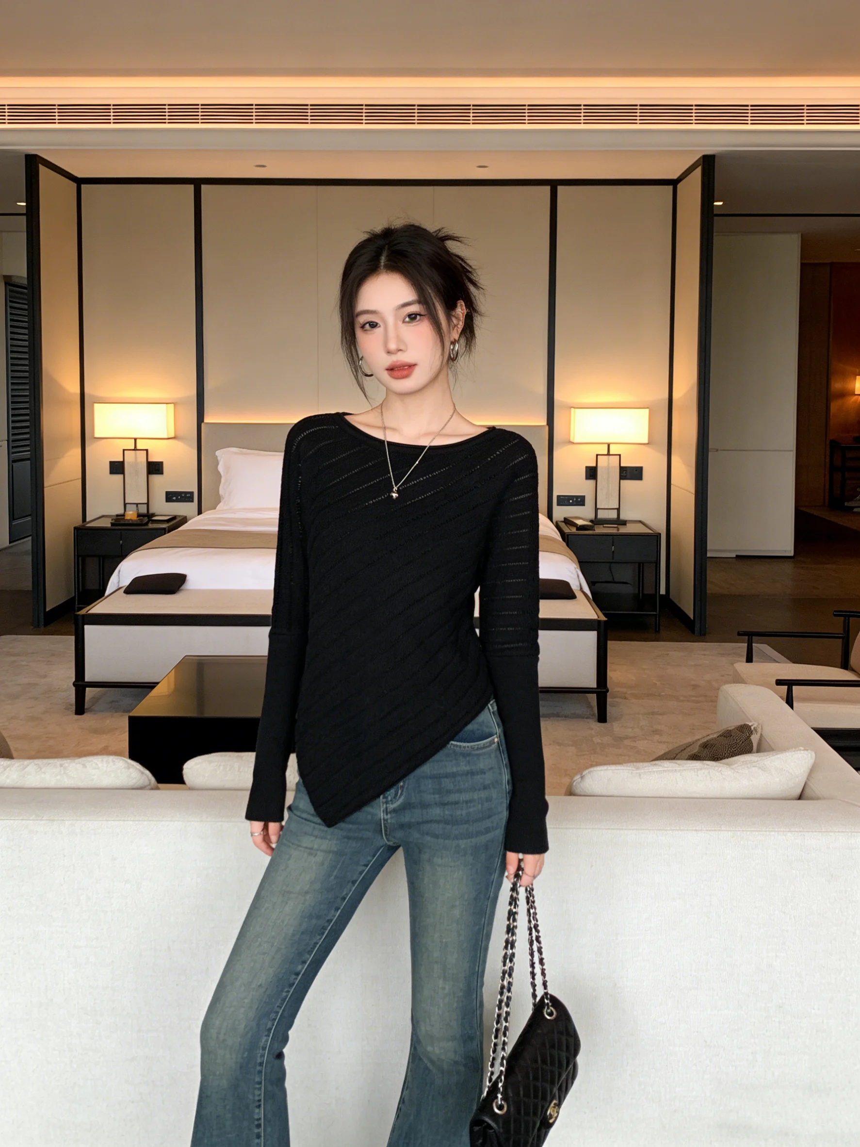 Laid-ba Korean Sle Diagonal oulder Knitted Sweater Early Spring New Asymmetrical Hem Batwing Sve Slimming Versatile Top
Laid-ba Korean Sle Diagonal oulder Knitted Sweater Early Spring New Asymmetrical Hem Batwing Sve Slimming Versatile Top