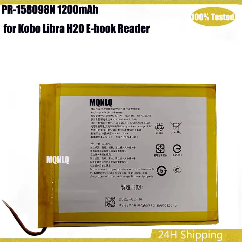 1200mAh PR-158098N New Li-Polymer Battery for Kobo Libra H2O E-book Reader Battery 3.7V Replacement Bateria +Free Tools
1200mAh PR-158098N New Li-Polymer Battery for Kobo Libra H2O E-book Reader Battery 3.7V Replacement Bateria +Free Tools
