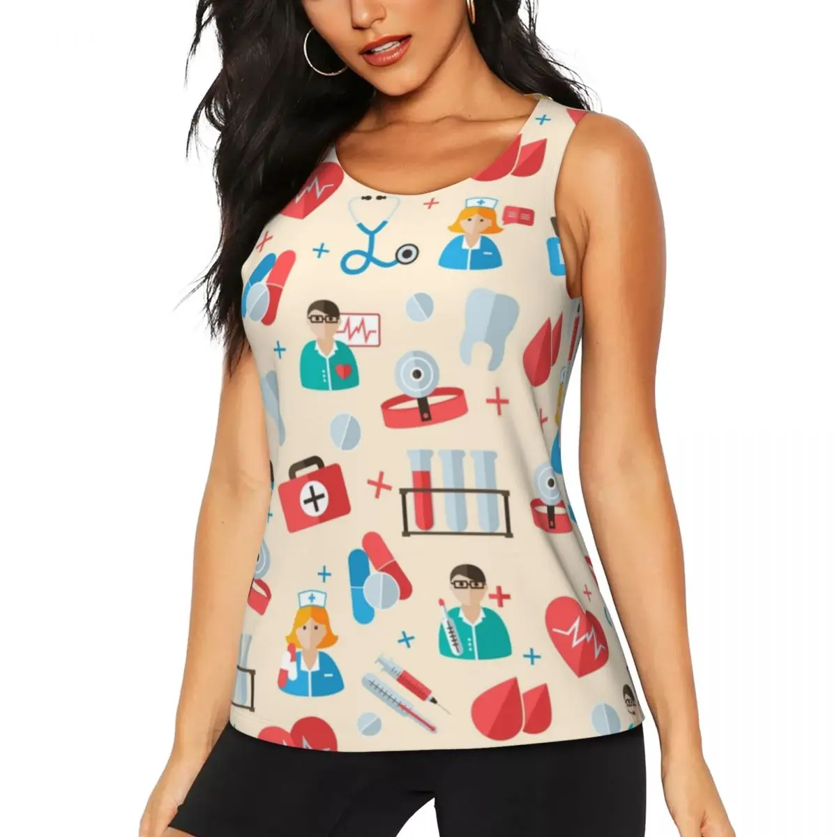 Custom Cute Cartoon Nurse Yoga Shirt for Women Nursing Medical Print Gym Workout Running Tank Tops
Custom Cute Cartoon Nurse Yoga Shirt for Women Nursing Medical Print Gym Workout Running Tank Tops