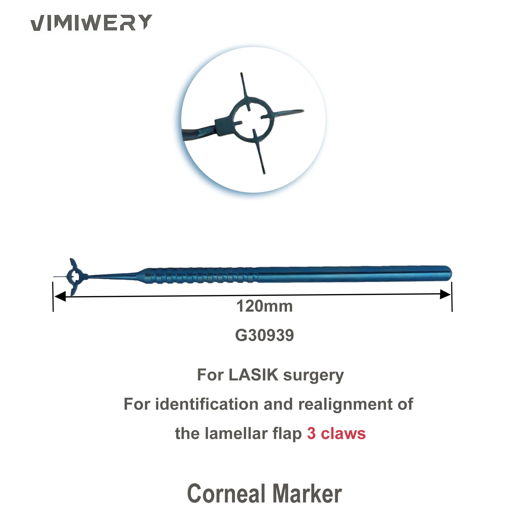 Eye Corneal Marker 3Claws Titanium Alloy Eye Tool Ophthalmic Instrument
Eye Corneal Marker 3Claws Titanium Alloy Eye Tool Ophthalmic Instrument
