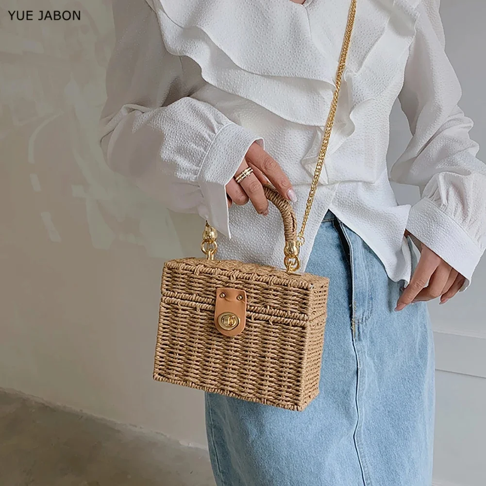 Brown Rattan Straw Shoulder Bag Women Boho Hand-Woven Basket Messenger Pouch Summer Beach Square Box Top-handle Flap Pocket
Brown Rattan Straw Shoulder Bag Women Boho Hand-Woven Basket Messenger Pouch Summer Beach Square Box Top-handle Flap Pocket