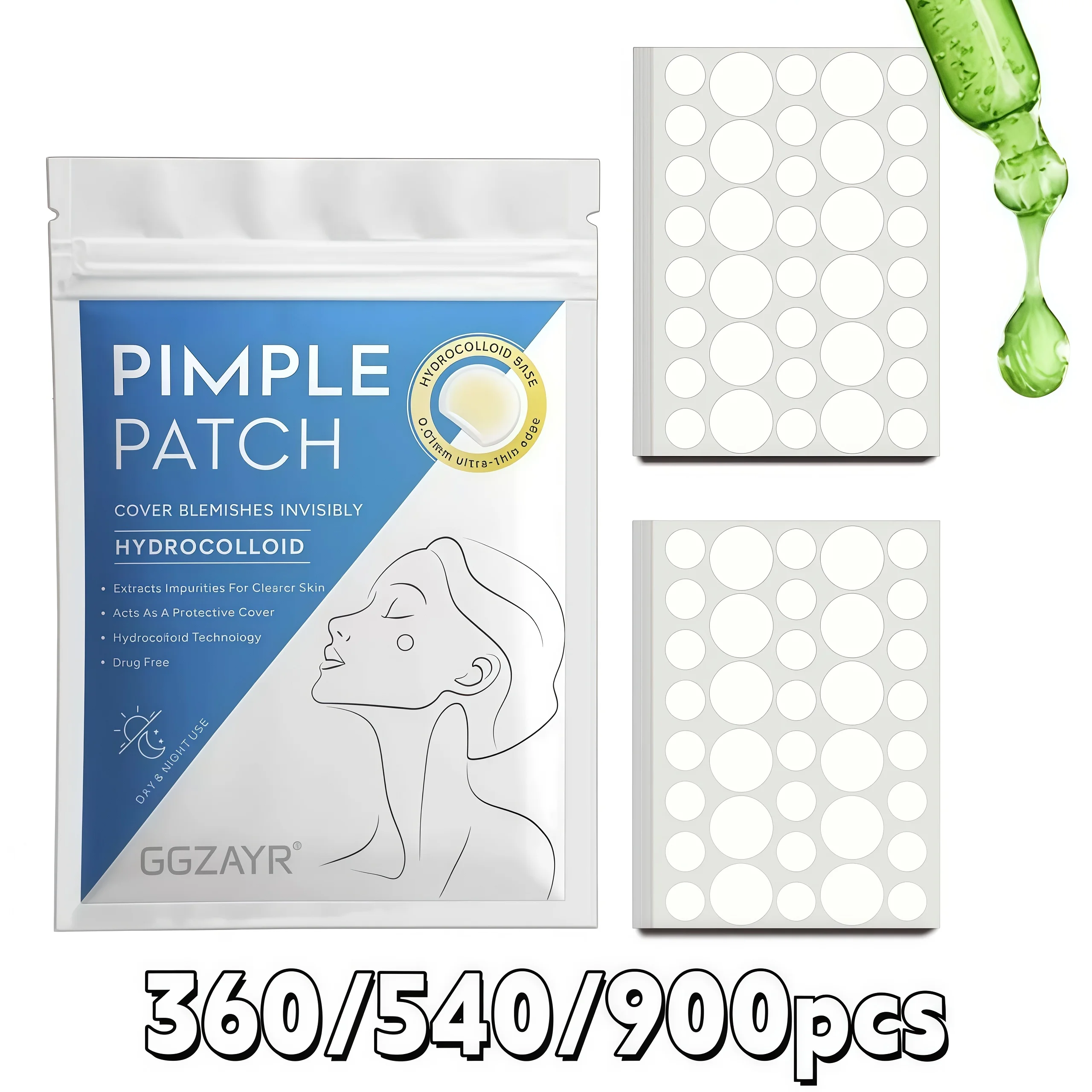 360/540/900pcs Hydrocolloid Dot Patches, Large Small Invisible Spot Covers, Day Night Use
360/540/900pcs Hydrocolloid Dot Patches, Large Small Invisible Spot Covers, Day Night Use