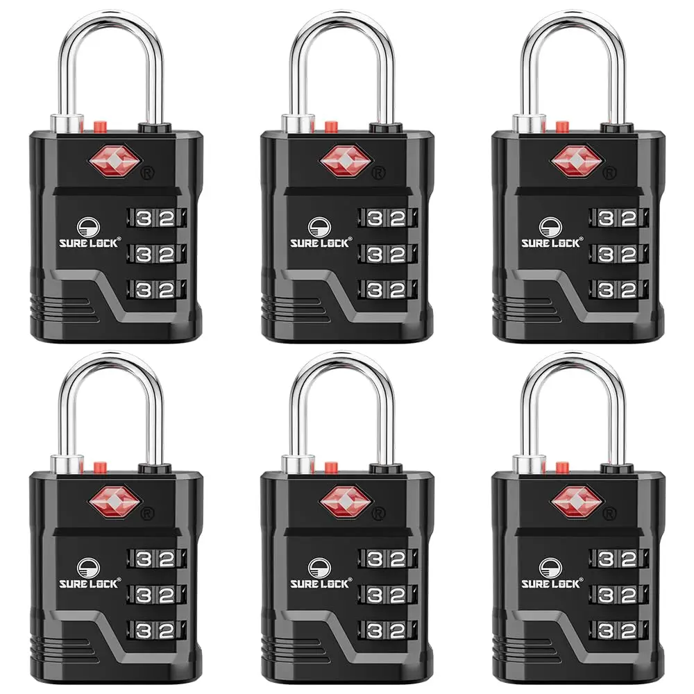 TSA Approved Luggage Lock – 3-Digit Resettable Combination Padlock with Open Alert Red Dot, Large Easy-Read Dials for Suitca
TSA Approved Luggage Lock – 3-Digit Resettable Combination Padlock with Open Alert Red Dot, Large Easy-Read Dials for Suitca
