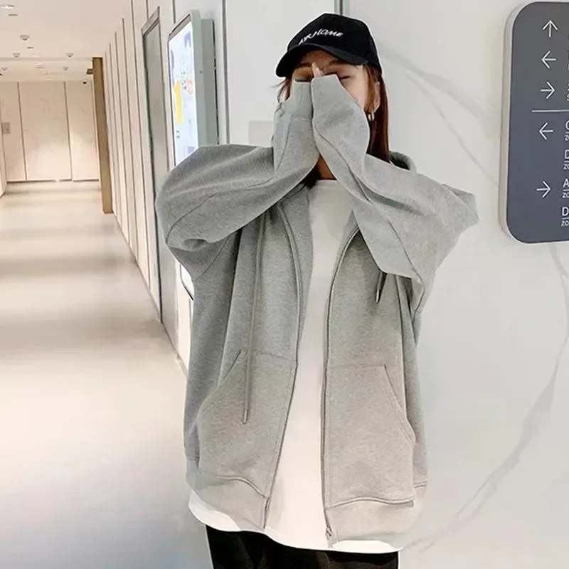 Women Zip Up Sweatshirt Casual Oversized Hooded Korean Style Hoodies Y2K Harajuku Solid Loose Lady Jacket Baggy Retro Coats
Women Zip Up Sweatshirt Casual Oversized Hooded Korean Style Hoodies Y2K Harajuku Solid Loose Lady Jacket Baggy Retro Coats