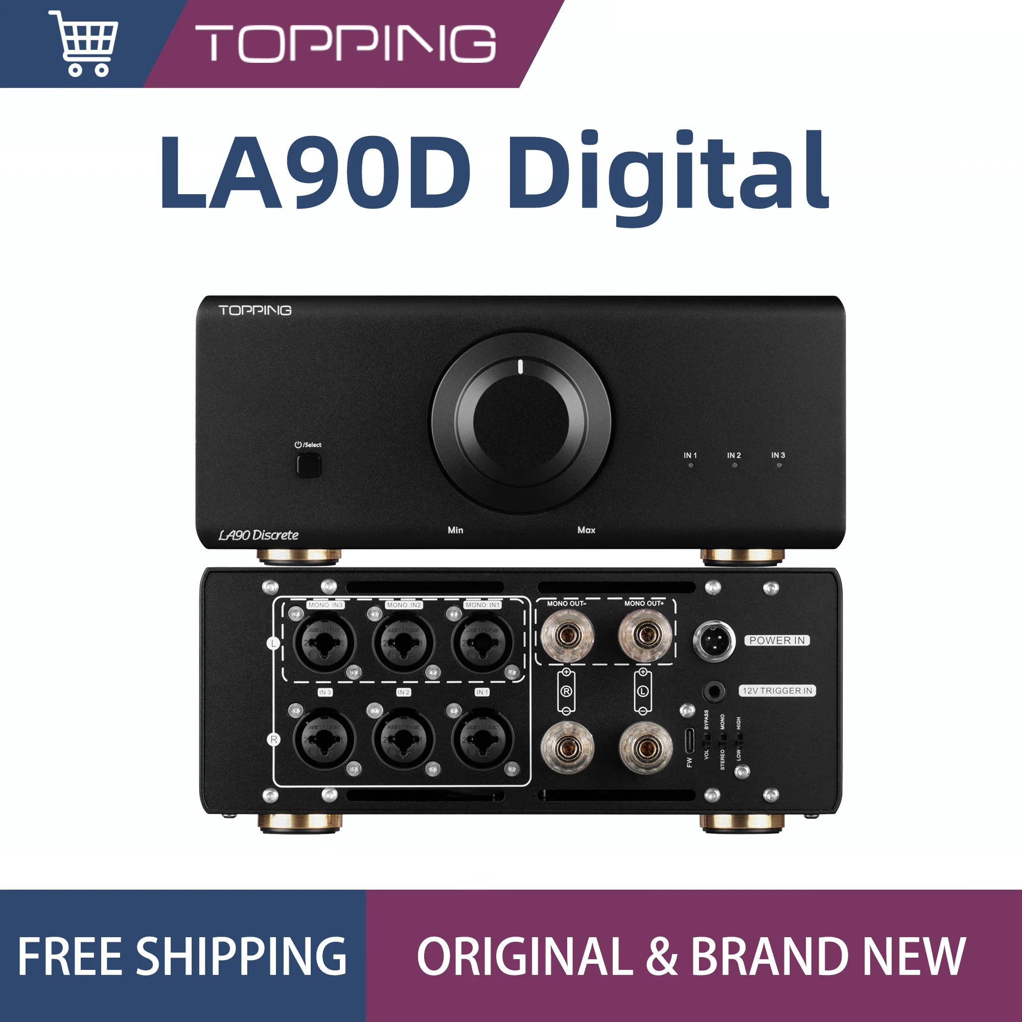 TOPPING LA90 Discrete Power Amplifier 3*XLR/TRS Inputs 2 Step Gain Settings Stereo/Mono Mode Amp Ultra-high performance
TOPPING LA90 Discrete Power Amplifier 3*XLR/TRS Inputs 2 Step Gain Settings Stereo/Mono Mode Amp Ultra-high performance