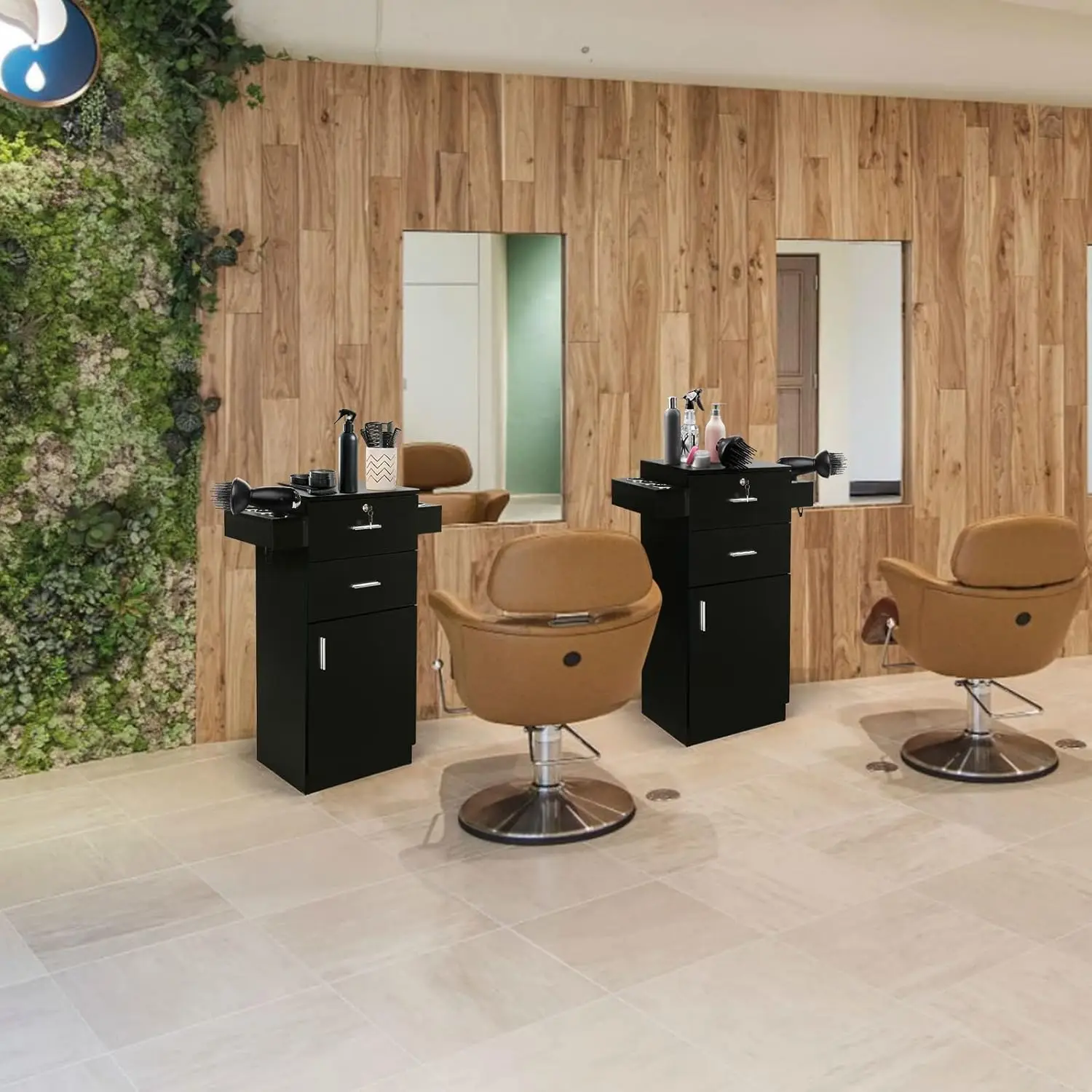 Salon Station with Storage Cabinet, 2 Drawers & 6 Dryer Holders, Custom
Salon Station with Storage Cabinet, 2 Drawers & 6 Dryer Holders, Custom