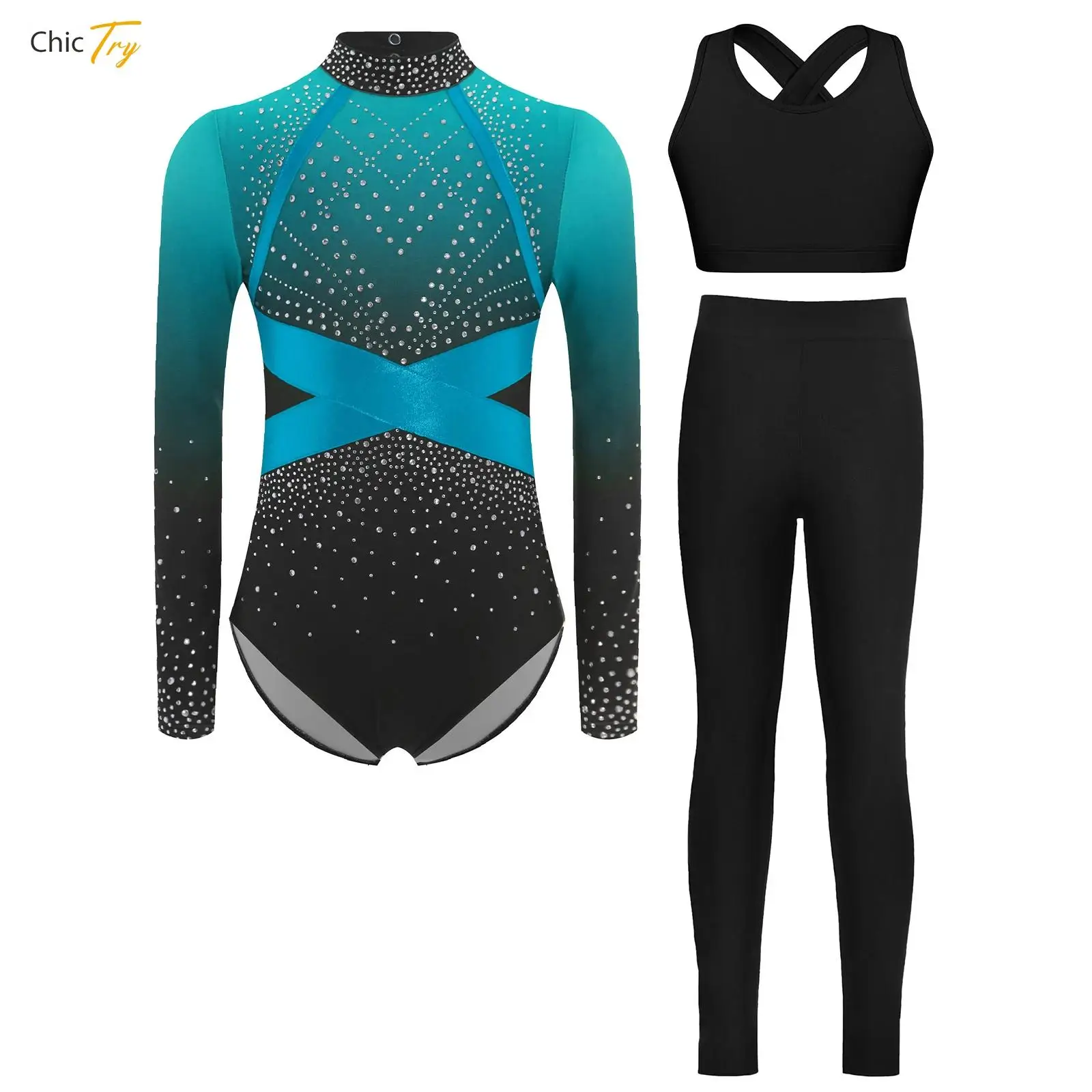 Kids Girls Gymnastics Figure Skating Dance Outfit Long Sleeve Leotard Vest Leggings Set with Keyhole Back Rhinestones
Kids Girls Gymnastics Figure Skating Dance Outfit Long Sleeve Leotard Vest Leggings Set with Keyhole Back Rhinestones