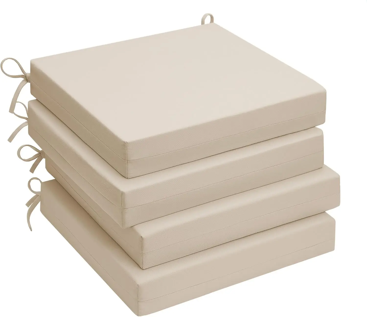 Outdoor Chair Cushions Set of 4 with Ties, High Density Foam Square Patio Seat Cushions for Furniture, 18.5x16x3 Inches, Beige
Outdoor Chair Cushions Set of 4 with Ties, High Density Foam Square Patio Seat Cushions for Furniture, 18.5x16x3 Inches, Beige