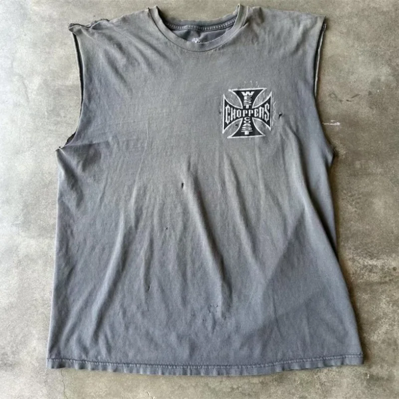 Свободная посадка, винтажная потертая серая футболка с рисунком, футболка без рукавов West Coast Choppers, потертые мужские и женские топы премиум-качества
Свободная посадка, винтажная потертая серая футболка с рисунком, футболка без рукавов West Coast Choppers, потертые мужские и женские топы премиум-качества