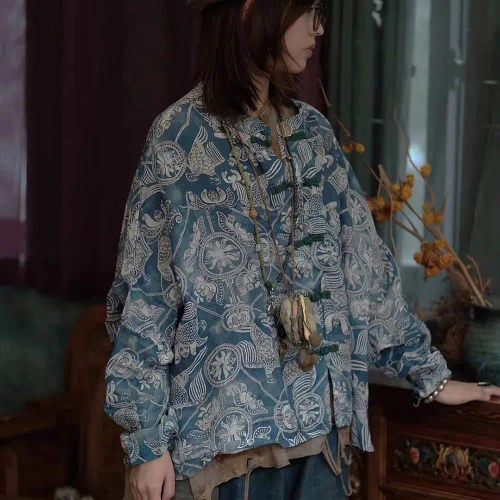 Women's Thin Ramie Boho Floral Open Front Shirt Frog Button Bat Sleeve Chinese Kimono Cardigan Loose Cover Up Casual Blouse Tops
Women's Thin Ramie Boho Floral Open Front Shirt Frog Button Bat Sleeve Chinese Kimono Cardigan Loose Cover Up Casual Blouse Tops