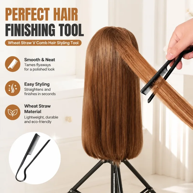 Wheat Straw V Comb Hair Styling Tool, Messy Hair Finishing Straightening Splint Clip for Hair Wigs, Black
Wheat Straw V Comb Hair Styling Tool, Messy Hair Finishing Straightening Splint Clip for Hair Wigs, Black
