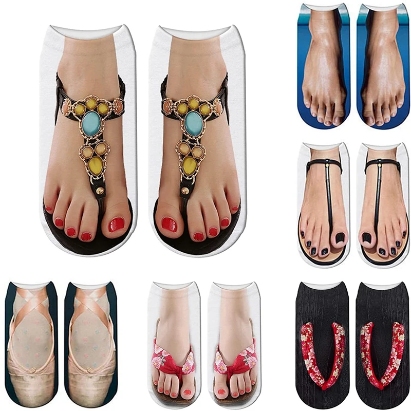 Funny Women's Socks 3D-Printed Cartoon Flip Flops Women's Ballet Shoes Printed Creative Colorful Happy Low Cute Ankle Socks
Funny Women's Socks 3D-Printed Cartoon Flip Flops Women's Ballet Shoes Printed Creative Colorful Happy Low Cute Ankle Socks