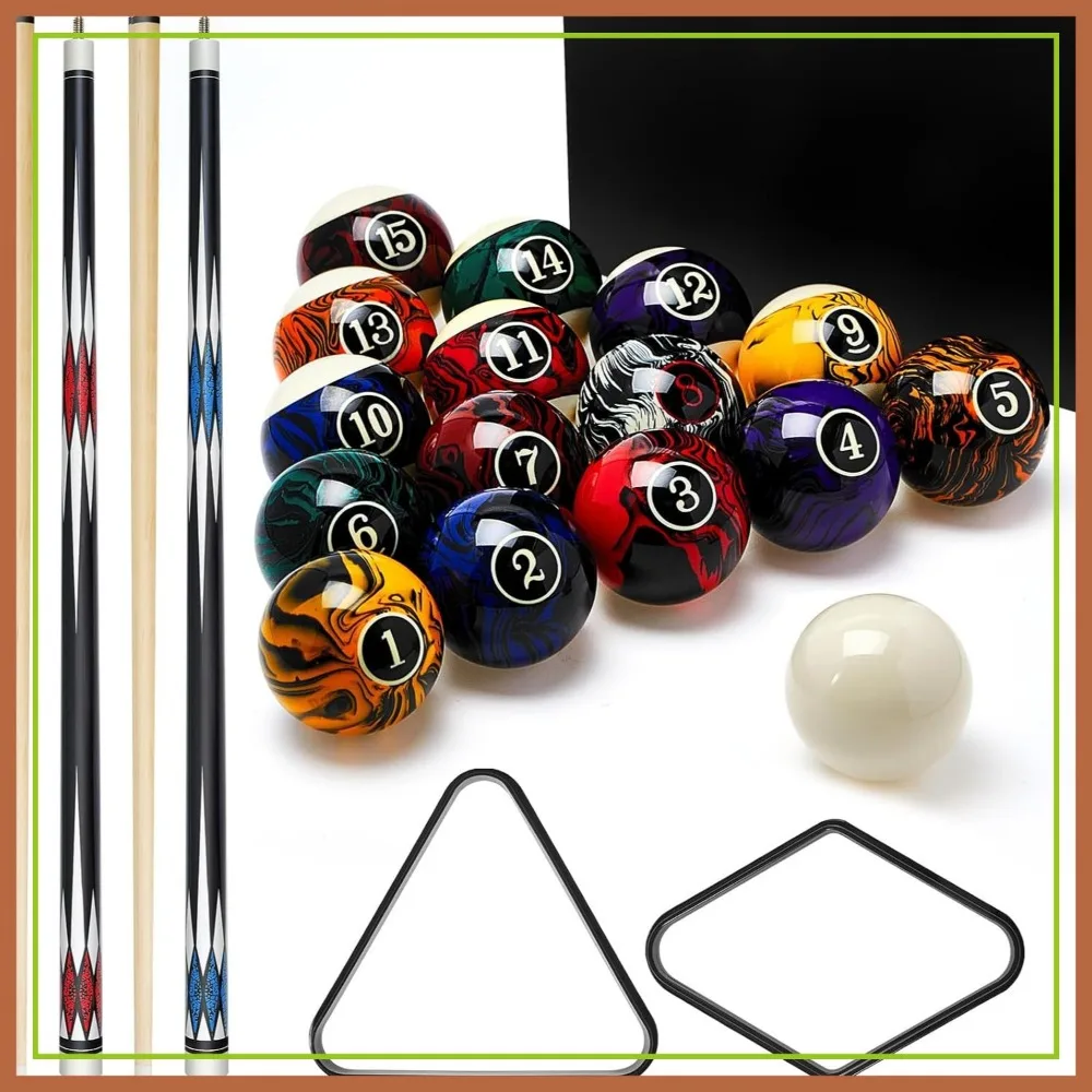 20 Piece Pool Ball Set with 2 Cues & Frames, Standard Size Billiard Accessories for Family Game Room
20 Piece Pool Ball Set with 2 Cues & Frames, Standard Size Billiard Accessories for Family Game Room