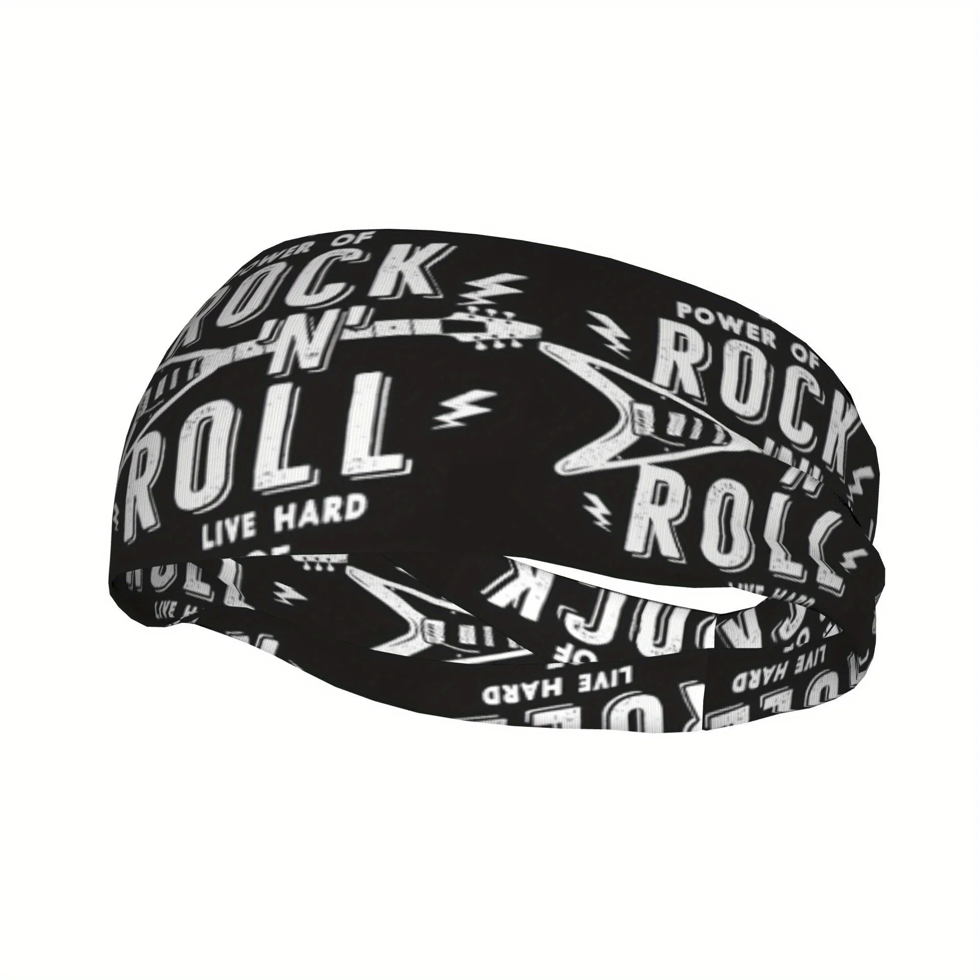 Vintage Rock N Roll Music Gym Headband Black Polyester Knit Sports Headgear with Roll Live Hard Print Hand Washable
Vintage Rock N Roll Music Gym Headband Black Polyester Knit Sports Headgear with Roll Live Hard Print Hand Washable