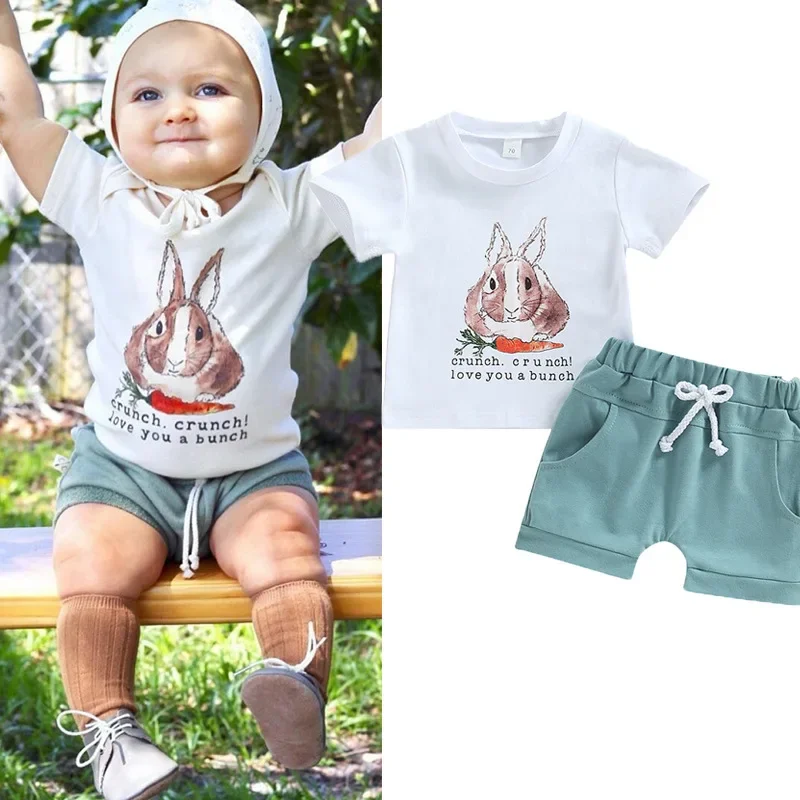 New Easter Set for Boys, Rabbit Print Short Sleeved Top, Solid Color Shorts Two-piece Set
New Easter Set for Boys, Rabbit Print Short Sleeved Top, Solid Color Shorts Two-piece Set