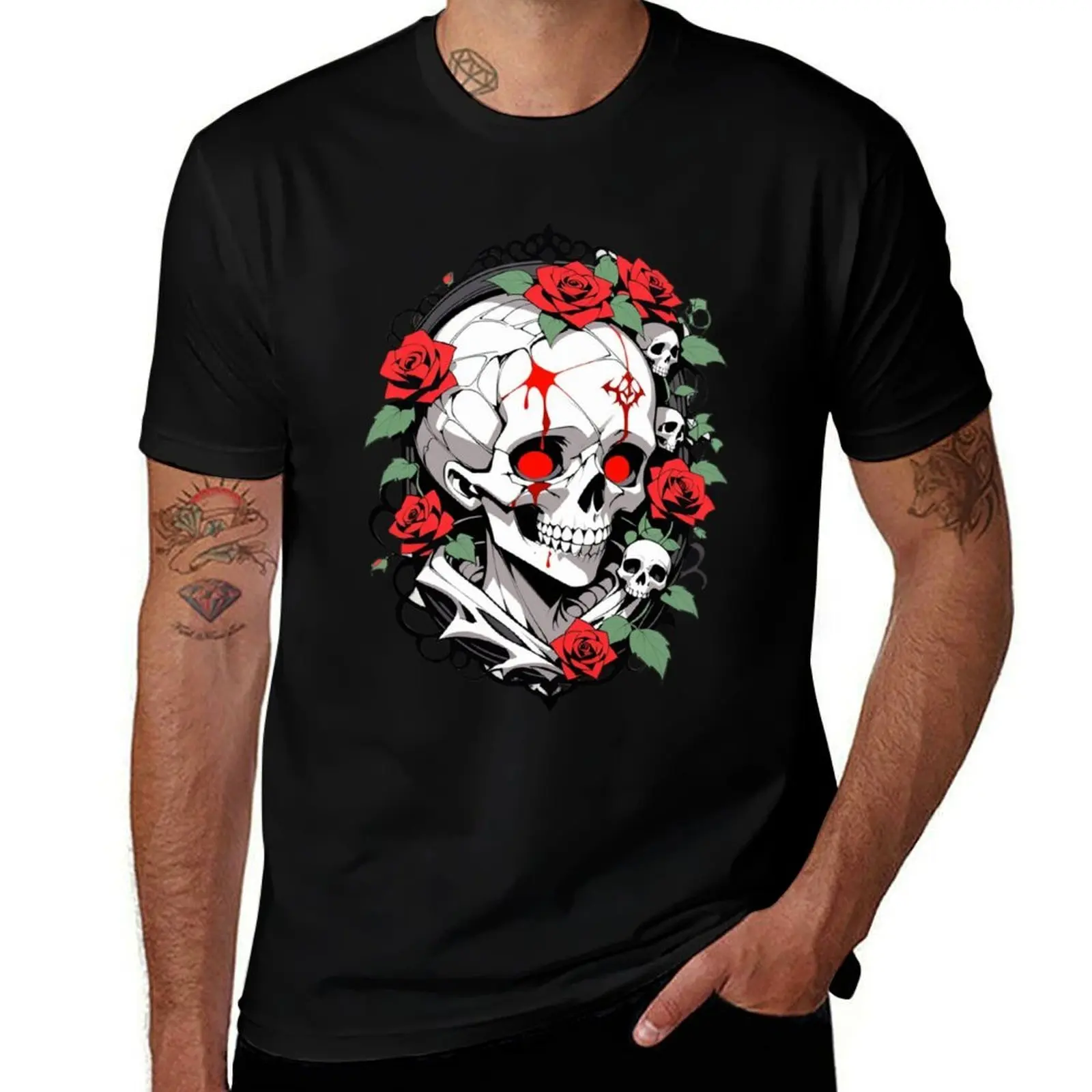 Gothic Skull with Roses - Tattoo-Inspired Line Art T-Shirt graphic tee shirt vintage clothes sports fans oversizeds t shirt men
Gothic Skull with Roses - Tattoo-Inspired Line Art T-Shirt graphic tee shirt vintage clothes sports fans oversizeds t shirt men