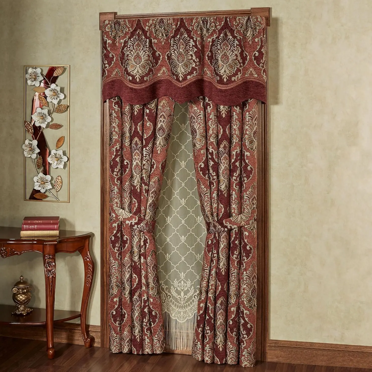 Ravenna Damask Medallion Luxury Drapery Window Treatment | 2 Piece Set: Layered Valance and 95L Curtain Pair | Polyester
Ravenna Damask Medallion Luxury Drapery Window Treatment | 2 Piece Set: Layered Valance and 95L Curtain Pair | Polyester