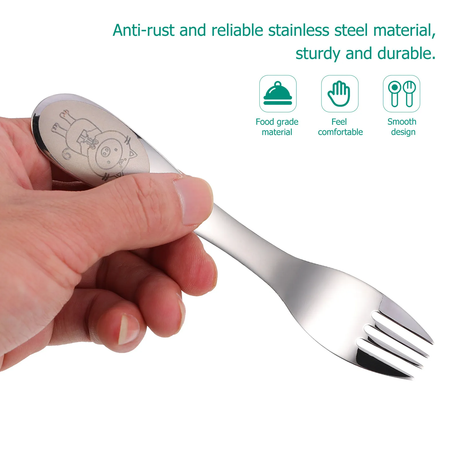 1Set Kids Cutlery Kit Stainless Steel Child Fork Spoon Set Ergonomic Comfort Handle Safe for Mouth Children Feeding Tableware
1Set Kids Cutlery Kit Stainless Steel Child Fork Spoon Set Ergonomic Comfort Handle Safe for Mouth Children Feeding Tableware