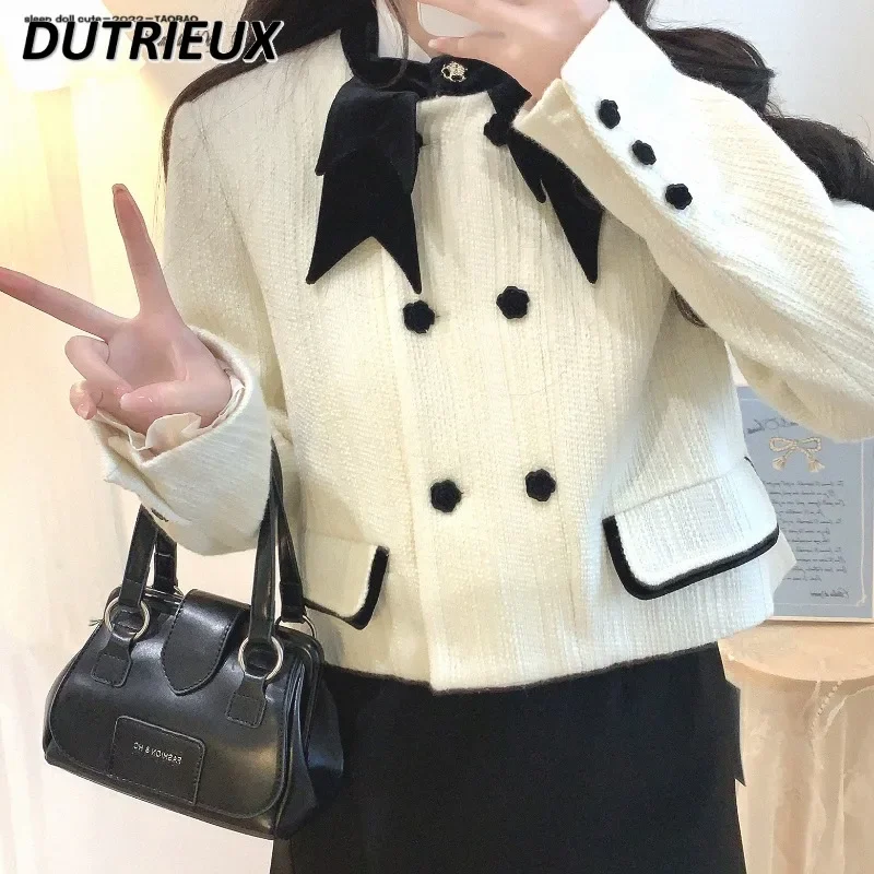 Japanese Contrasting Color Tweed Flower Double-breasted Round Neck Short Coat Sweet Temperament Versatile Long-sleeved Jacket
Japanese Contrasting Color Tweed Flower Double-breasted Round Neck Short Coat Sweet Temperament Versatile Long-sleeved Jacket