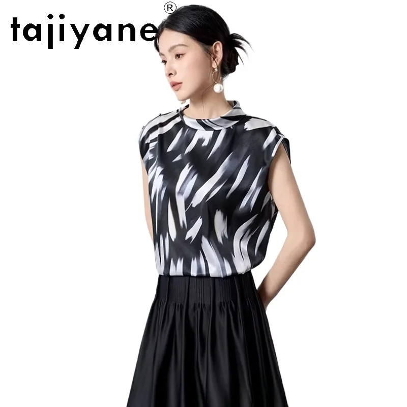 TAJIYANE 89.9% Real Mulberry Silk Tanks Top Women Fashion Printed Vest Stand Collar Sleeveless Summer Tops 2026 Woman Clothes 나시
TAJIYANE 89.9% Real Mulberry Silk Tanks Top Women Fashion Printed Vest Stand Collar Sleeveless Summer Tops 2026 Woman Clothes 나시