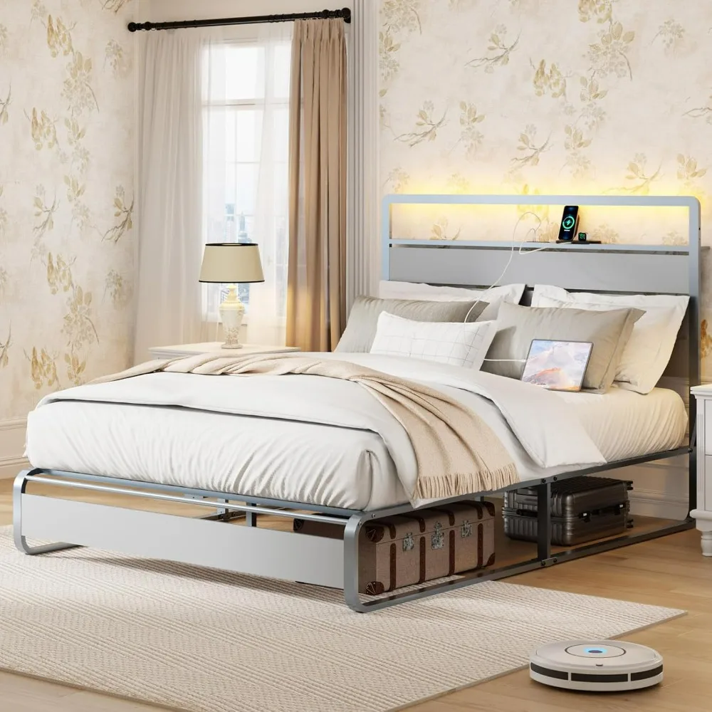 Queen Size Bed Frame, Metal Platform Bed Frame with Charging Station and Headboard, Bed Frame with LED, Bedroom Furniture Beds
Queen Size Bed Frame, Metal Platform Bed Frame with Charging Station and Headboard, Bed Frame with LED, Bedroom Furniture Beds