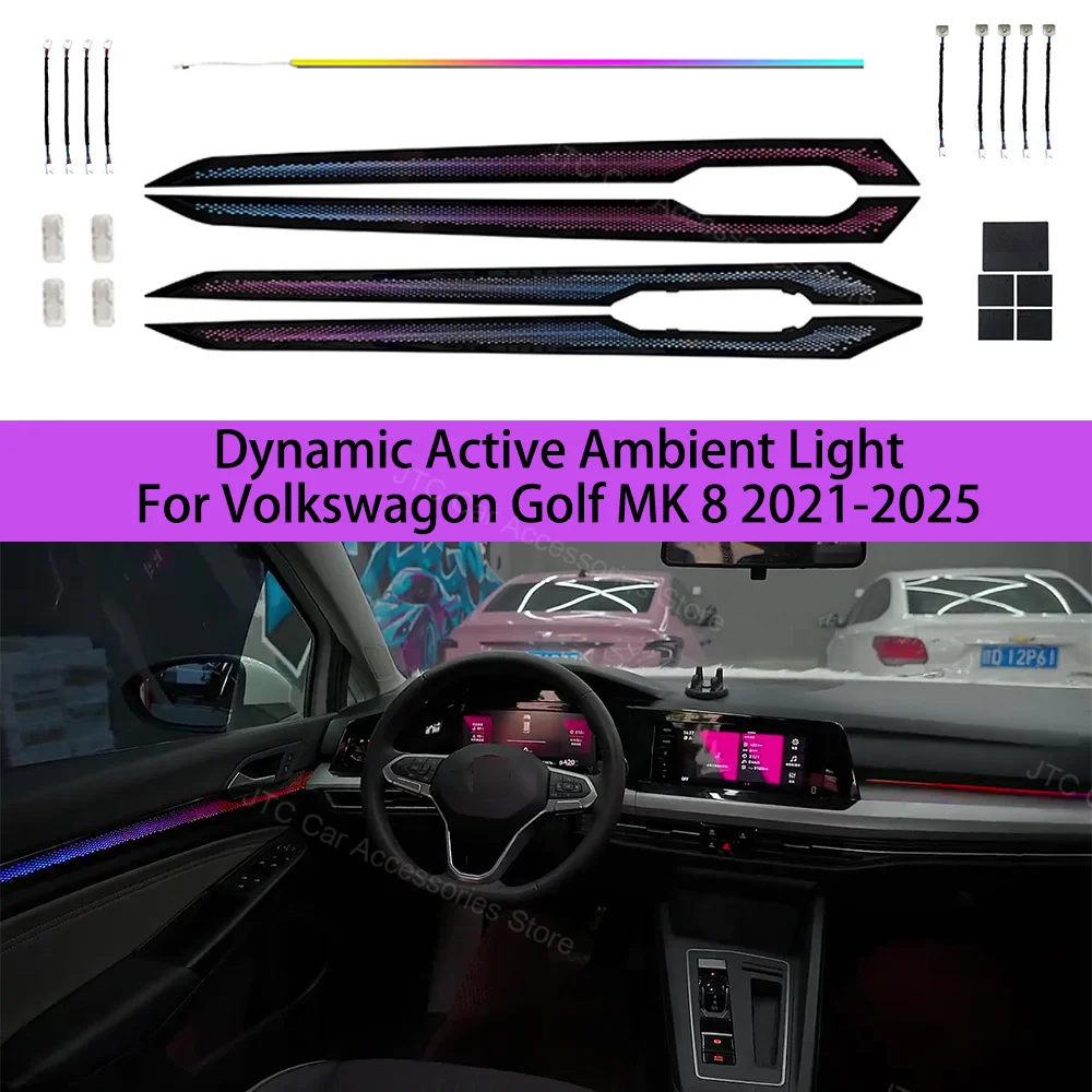 Динамический активный окружающий свет для Golf 8 MK8 2021-2025, атмосферная лампа, дверь, динамический волшебный окружающий свет, экран/руль
Динамический активный окружающий свет для Golf 8 MK8 2021-2025, атмосферная лампа, дверь, динамический волшебный окружающий свет, экран/руль