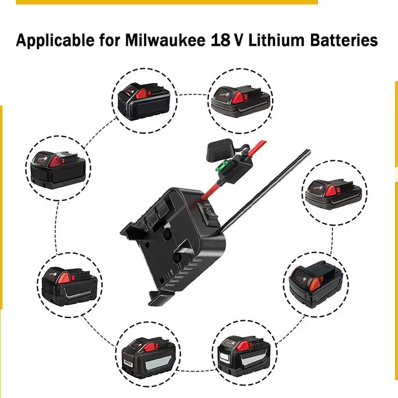 A76K 12AWG адаптер для силовых колес для Milwaukee 18V Team, разъем питания для литиевой батареи DIY с переключателем, простой в использовании
A76K 12AWG адаптер для силовых колес для Milwaukee 18V Team, разъем питания для литиевой батареи DIY с переключателем, простой в использовании