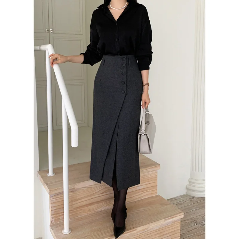 High-waisted slit woolen skirt for women2025New autumn and winter mid-length elegant commuter design bodycon skirt
High-waisted slit woolen skirt for women2025New autumn and winter mid-length elegant commuter design bodycon skirt