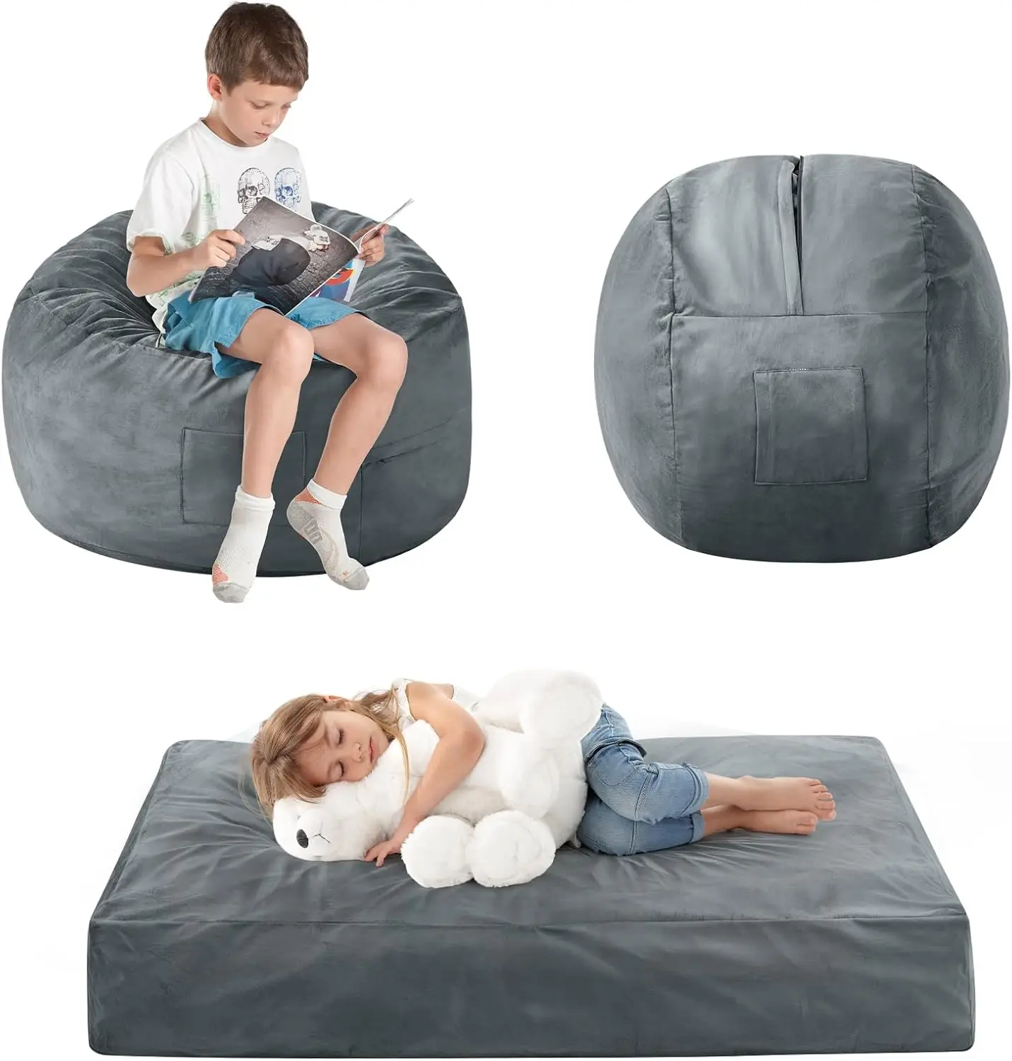 Kids Bean Bag Chair Bed - Convertible Lazy Chair to Floor Mattress with Filler - Small Beanbag for Boys and Girls
Kids Bean Bag Chair Bed - Convertible Lazy Chair to Floor Mattress with Filler - Small Beanbag for Boys and Girls