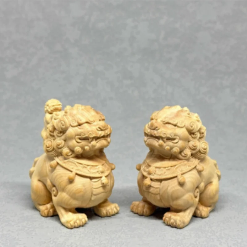 Exquisite boxwood carved lion statue ornament a pair auspicious beasts home living room desktop decoration handicraft
Exquisite boxwood carved lion statue ornament a pair auspicious beasts home living room desktop decoration handicraft