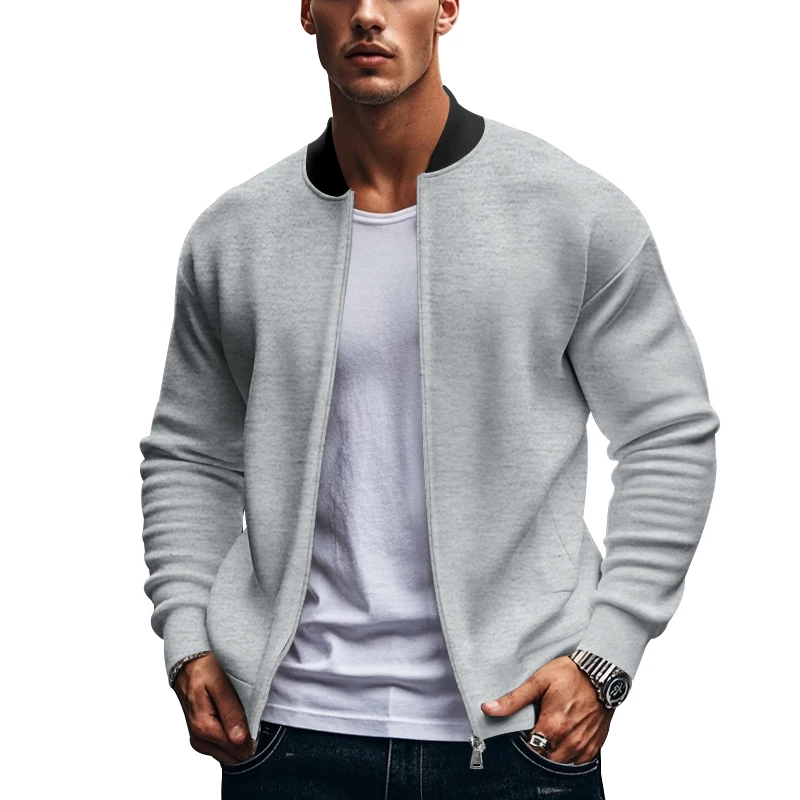 New Men's Jacket Pure Color Long-Sleeved Contrasting Small Stand-Up Collar Sweatshirt Sweatshirt Men's Long-Sleeved Polo Shirt Men's Jacket Outwear
New Men's Jacket Pure Color Long-Sleeved Contrasting Small Stand-Up Collar Sweatshirt Sweatshirt Men's Long-Sleeved Polo Shirt Men's Jacket Outwear