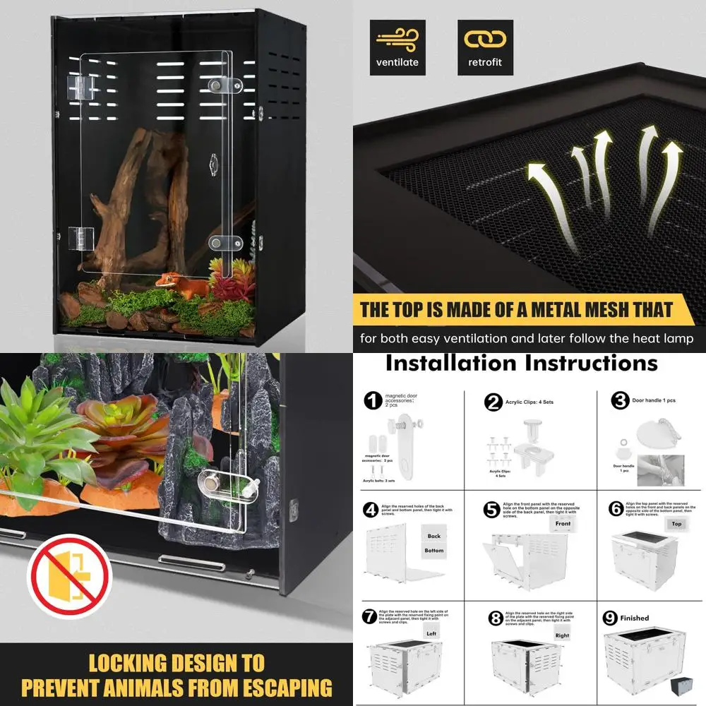 Acrylic 10 Gallon Reptile Tank Enclosure with Ventilation for Crested Geckos, Lizards, Spiders, and Snakes
Acrylic 10 Gallon Reptile Tank Enclosure with Ventilation for Crested Geckos, Lizards, Spiders, and Snakes