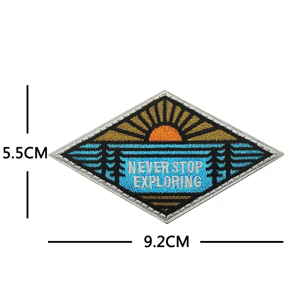 "Never Stop Exploring" Outdoor Adventure Embroidered Patch, Nature Sunrise Hook & Loop Morale Badge for Backpack Jacket
"Never Stop Exploring" Outdoor Adventure Embroidered Patch, Nature Sunrise Hook & Loop Morale Badge for Backpack Jacket