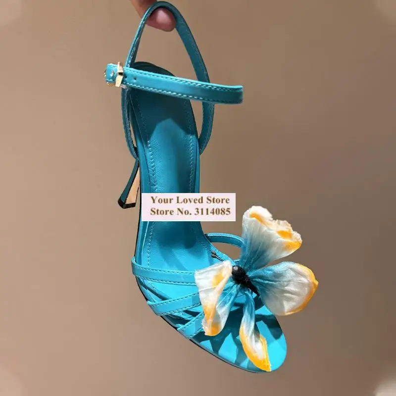 Women Lake Blue Yellow 3D Butterfly Sandals Stiletto Heels Ankle Buckle Strap Floral Dress Shoes Unique Designer Pumps
Women Lake Blue Yellow 3D Butterfly Sandals Stiletto Heels Ankle Buckle Strap Floral Dress Shoes Unique Designer Pumps