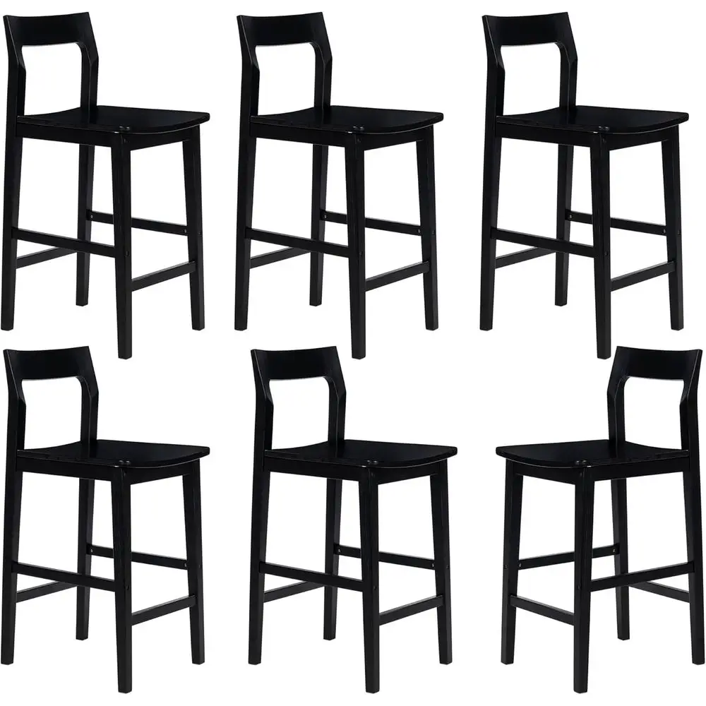 Set of 6 Modern Counter Height Wooden Bar Stools with Solid Legs, 25 Chairs for Kitchen Island, Dining, and Pub, Black
Set of 6 Modern Counter Height Wooden Bar Stools with Solid Legs, 25 Chairs for Kitchen Island, Dining, and Pub, Black