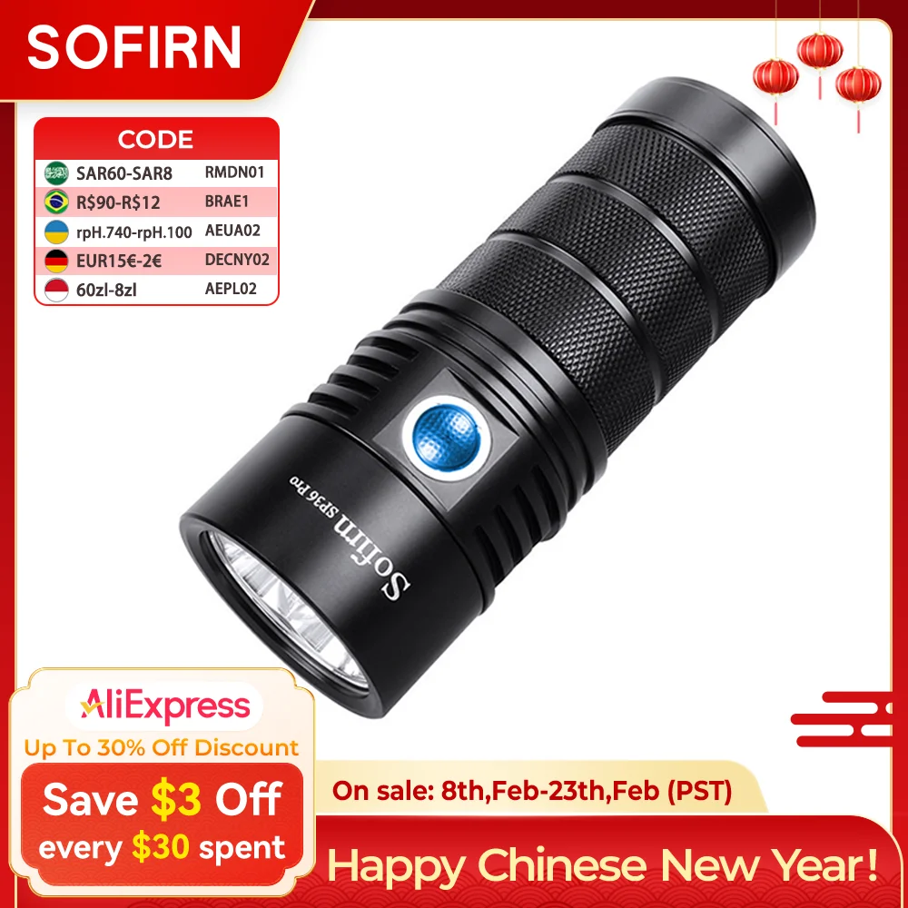 Sofirn Мощный светодиодный фонарик SP36 Pro 8000 лм 4 * SST40 USB C Перезаряжаемый 18650 фонарь
Sofirn Мощный светодиодный фонарик SP36 Pro 8000 лм 4 * SST40 USB C Перезаряжаемый 18650 фонарь