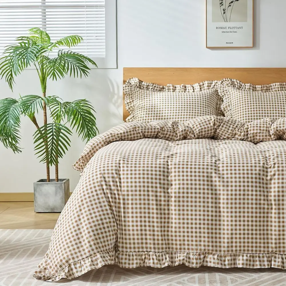 Gingham Duvet Cover Queen Size, 3 Pieces Sot Breathable Microiber Plaid Comorter Cover with Zipper Closure & 2 Pillow Shams, Rul
Gingham Duvet Cover Queen Size, 3 Pieces Sot Breathable Microiber Plaid Comorter Cover with Zipper Closure & 2 Pillow Shams, Rul