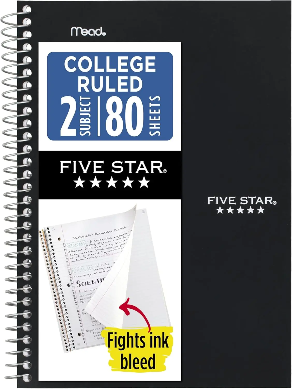 Spiral Notebook 2 Subject College Ruled 6x9.5 Inch 80 Sheets with Water Resistant Cover
Spiral Notebook 2 Subject College Ruled 6x9.5 Inch 80 Sheets with Water Resistant Cover