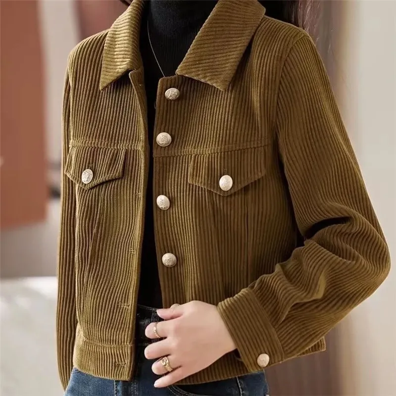 NEW 2025 Fashion Spring Autumn Short Jacket Female Versatile Long Sleeved Corduroy Single-Breasted Slim Women's Coat Top
NEW 2025 Fashion Spring Autumn Short Jacket Female Versatile Long Sleeved Corduroy Single-Breasted Slim Women's Coat Top