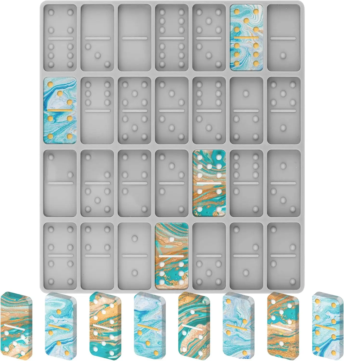 28 Cavity Domino Resin Molds Set, Grey Silicone for DIY Pendant Cake Jewelry Making
28 Cavity Domino Resin Molds Set, Grey Silicone for DIY Pendant Cake Jewelry Making