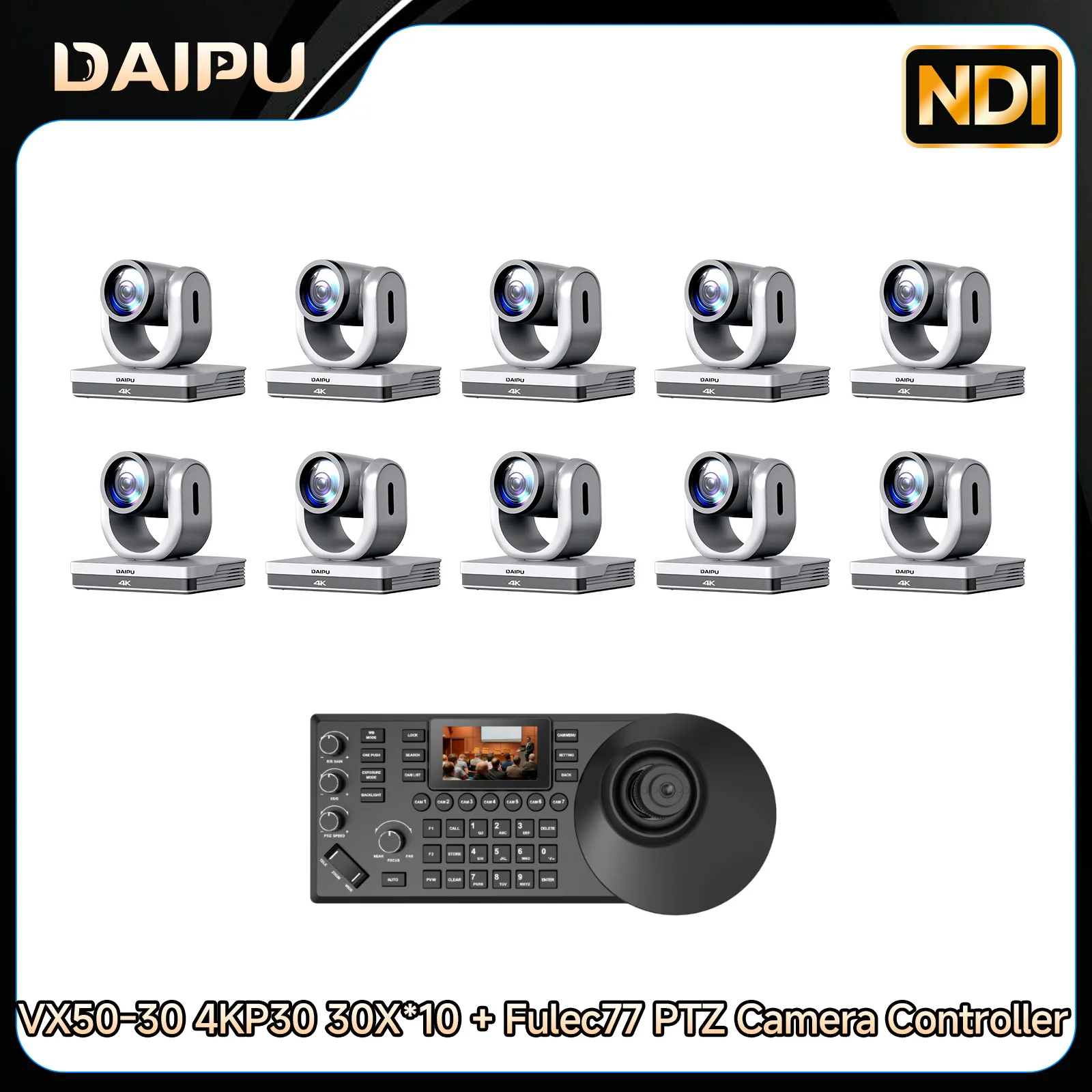 DAIPU 1-10PCS VX50-30 NDI PTZ Camera 4KP30 30X Optical Zoom+Fulec77 NDI PTZ Camera Controller, PTZ Camera Bundle, Church Zoom
DAIPU 1-10PCS VX50-30 NDI PTZ Camera 4KP30 30X Optical Zoom+Fulec77 NDI PTZ Camera Controller, PTZ Camera Bundle, Church Zoom