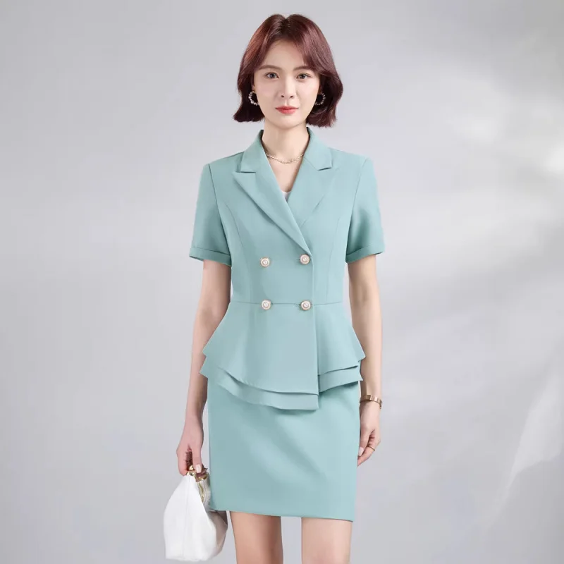 Summer high-end professional attire set for women, elegant workplace short-sleeve suit skirt, hotel manager and beautician workw
Summer high-end professional attire set for women, elegant workplace short-sleeve suit skirt, hotel manager and beautician workw